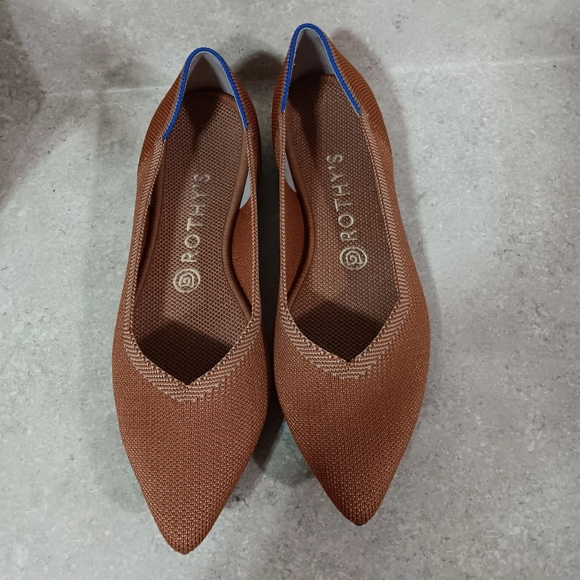 Rothy's Brown Flats with Blue Trim - Picture 2 of 10